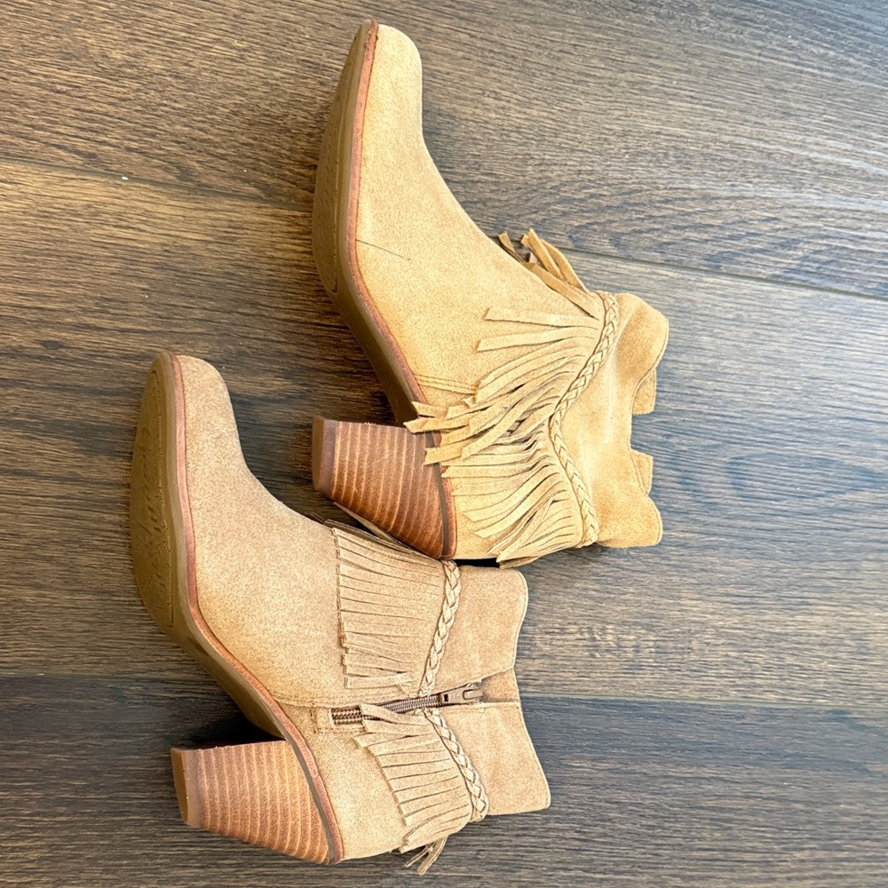 Gianni Bini Camel Fringe Ankle Booties